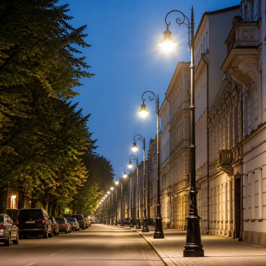 Modernizacja oświetlenia na ulicy Dąbrowskiego. Zabytkowy trakt zyskał energooszczędne lampy LED