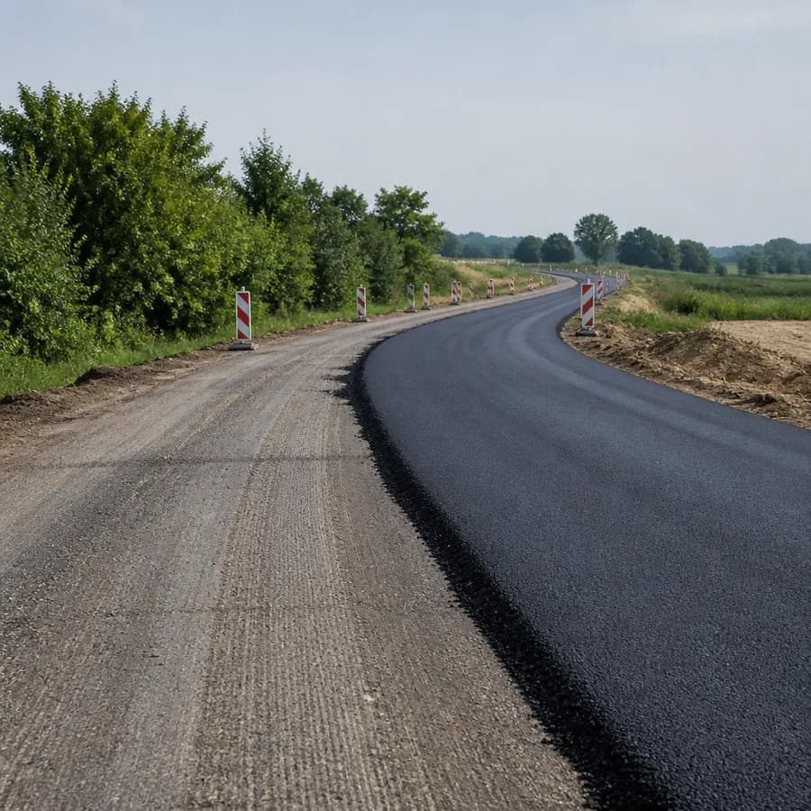 Prace asfaltowe na trasie Mirków – Teklinów. Kierowcy muszą liczyć się z utrudnieniami