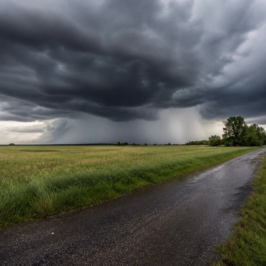 Alert pogodowy dla powiatu wieruszowskiego: nadchodzą ulewy i burze z gradem