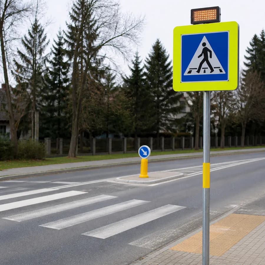 Nowe elementy odblaskowe i oznakowanie przy przejściach w gminie Wieruszów