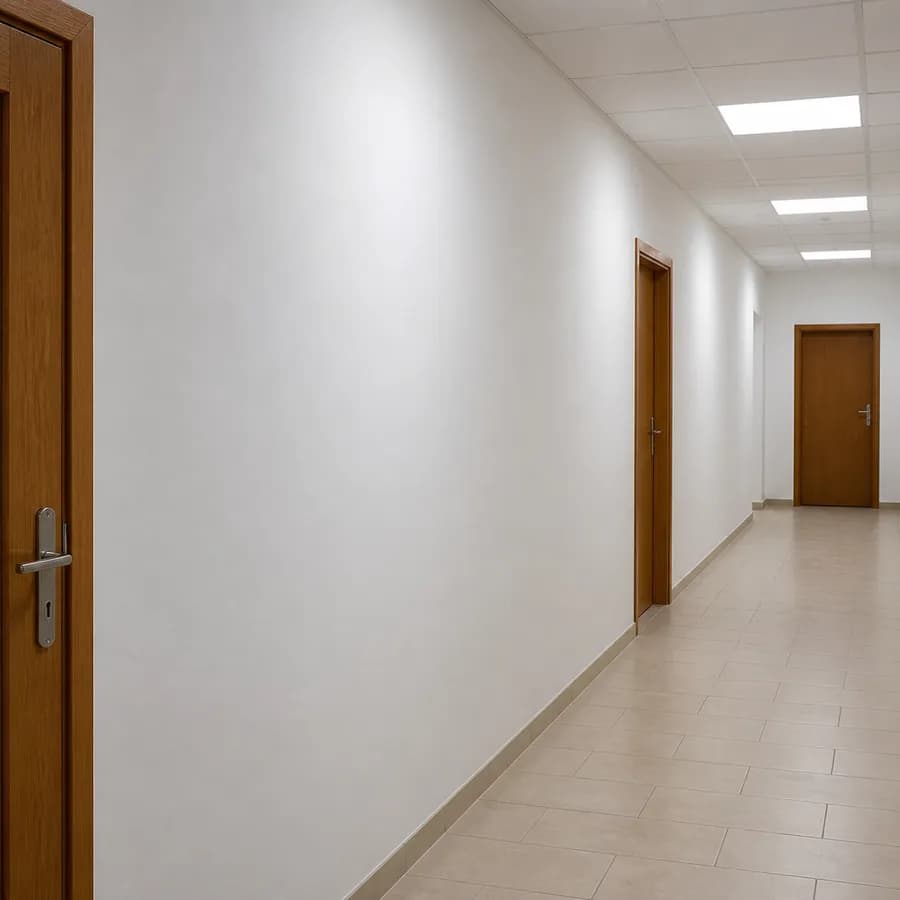 Czyste ściany urzędu w Galewicach po zabiegach mycia i impregnacji